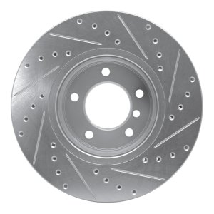 BMW 525I Brake Rotor (1) - Front Left - R1 Concepts - Drilled & Slotted - Silver - `04-`10